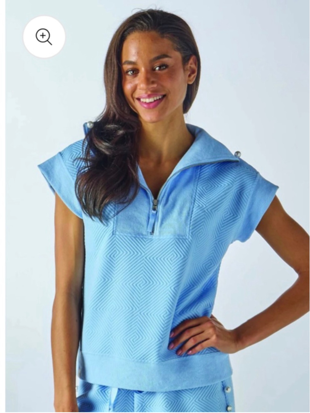 Women's Simply Southern Light Blue Quilted Half-Zip Sweatshirt M